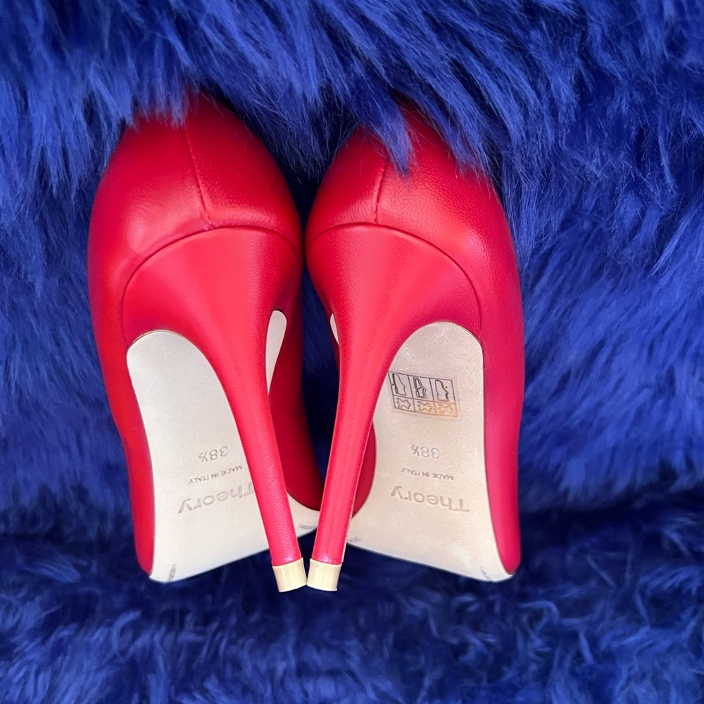 New! THEORY Demeura Nappa Leather Stiletto Pumps Heels - Picture 7 of 10